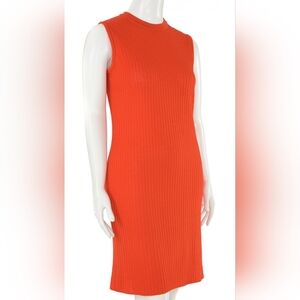 Nwt St. John Vibrant Orange Sleeveless Midi Dress Size 4